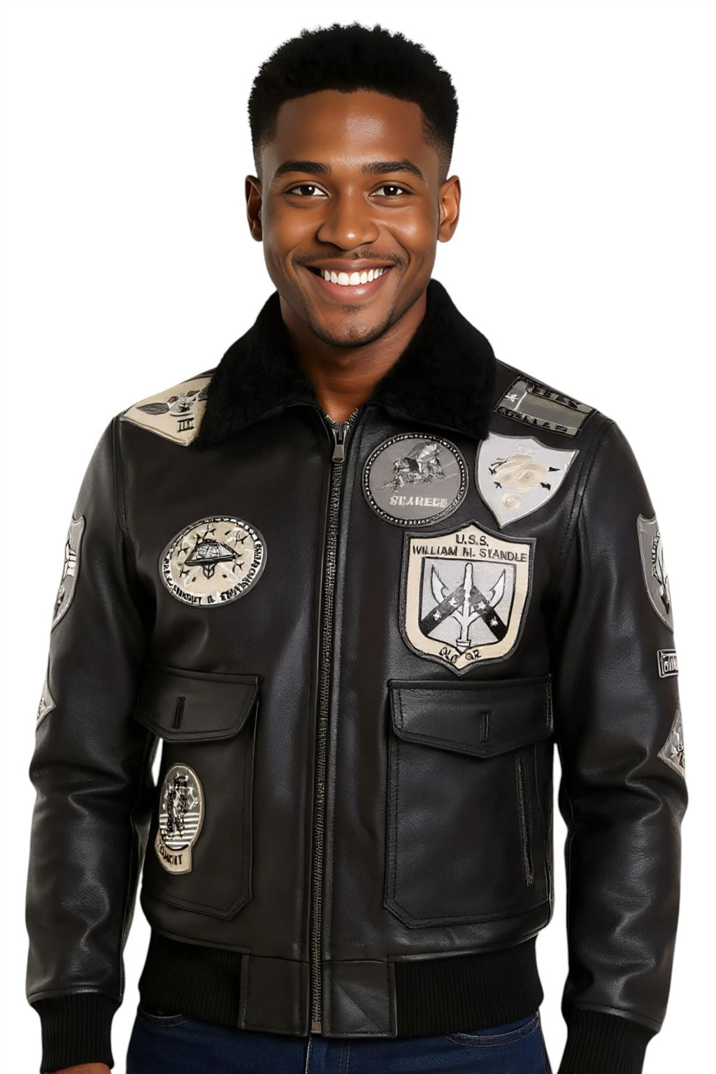 Mens Top Gun A2 Leather Bomber Jacket-San Diego