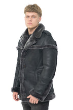 Mens Merino Sheepskin Suede Jacket with Tie Belt-Granada