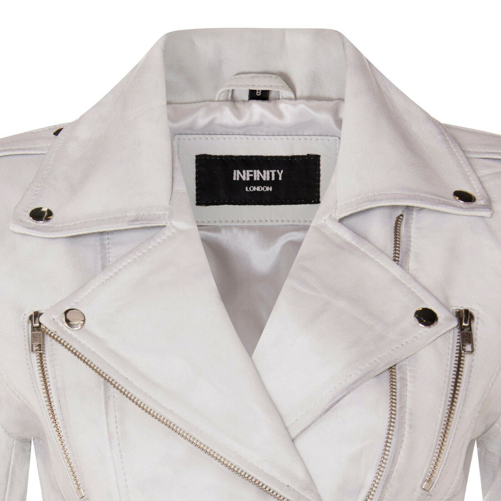 Womens Leather Brando Biker Jacket-Loddon