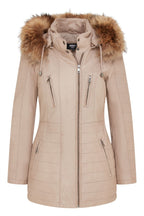 Womens Quilted Leather Parka Jacket-Curitiba
