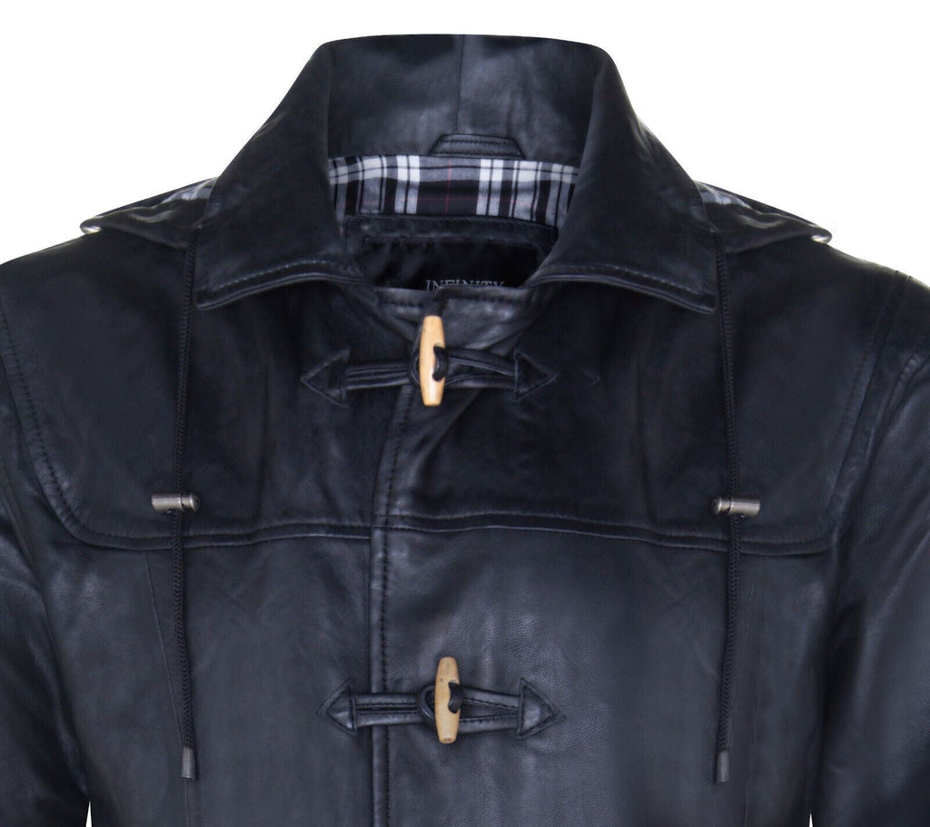 Mens Leather Duffle Classic Coat-Aylesbury