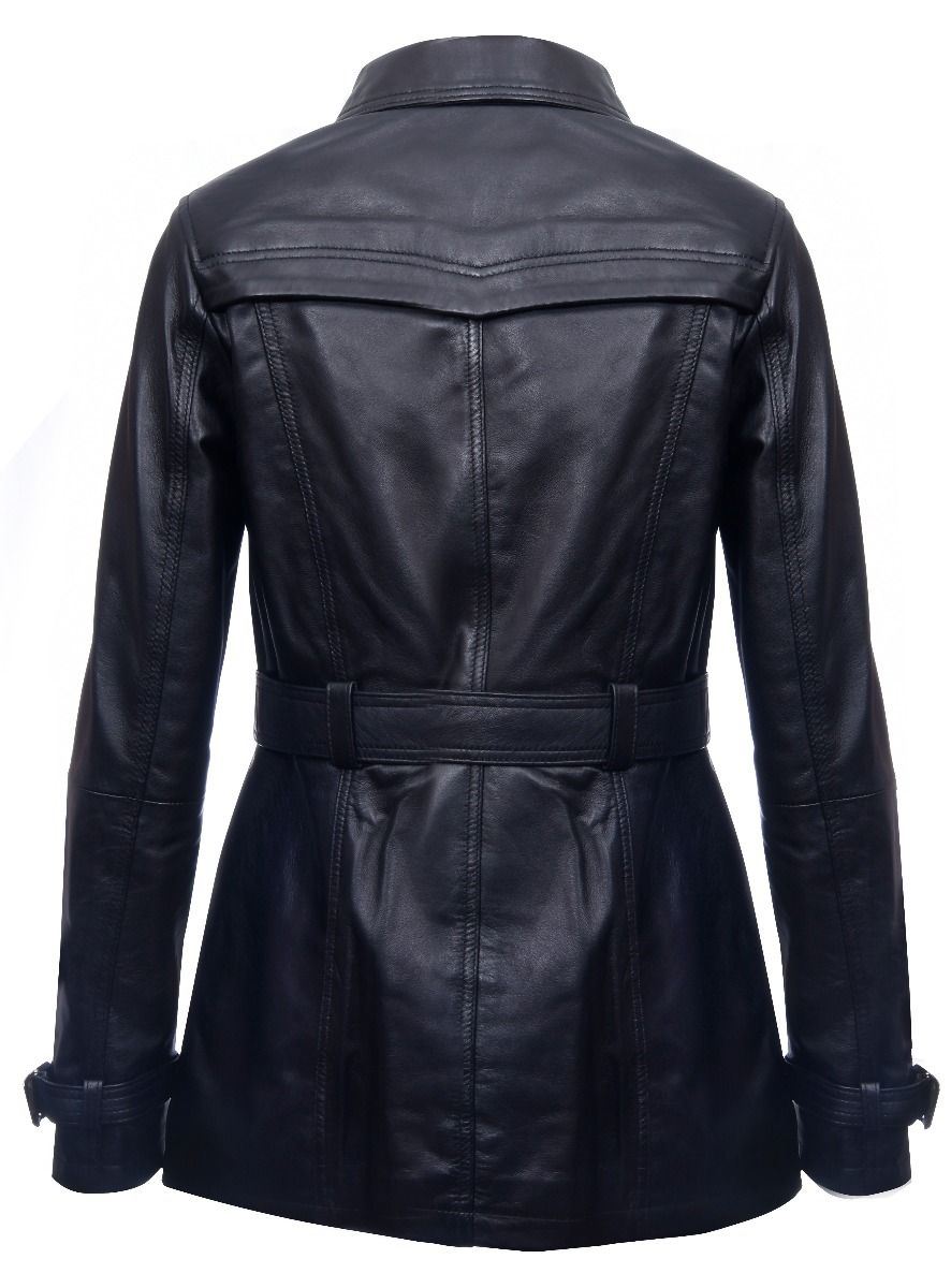 Womens Mid Length Leather Trench Coat -Oakham