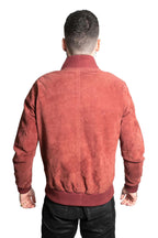 Mens Retro Goat Suede Varsity Leather Bomber Jacket-Athens