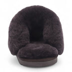 Women's Genuine Sheepskin Brown Suede Mule Winter Slippers - Luna