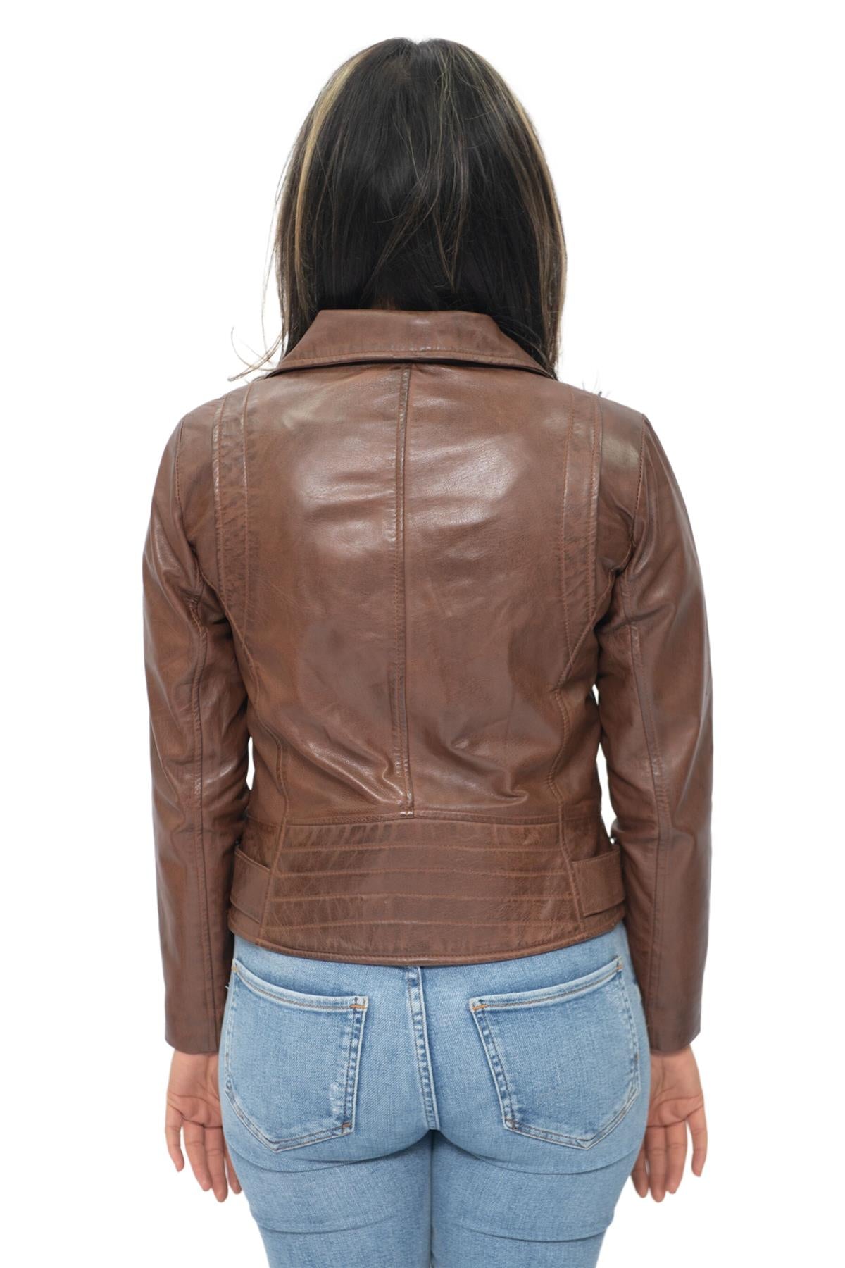 Womens Leather Biker Jacket-Stockholm