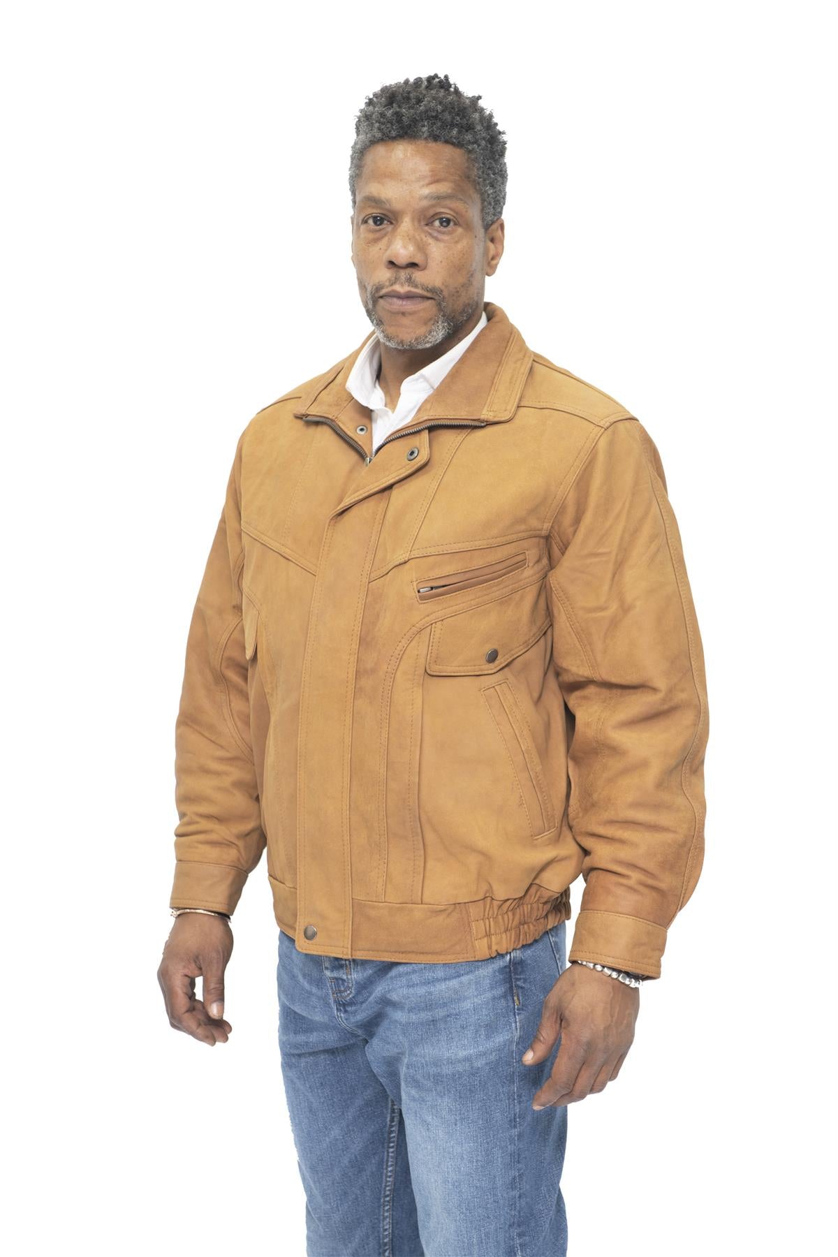 Mens Classic Harrington Bomber Leather Jacket-Minsk