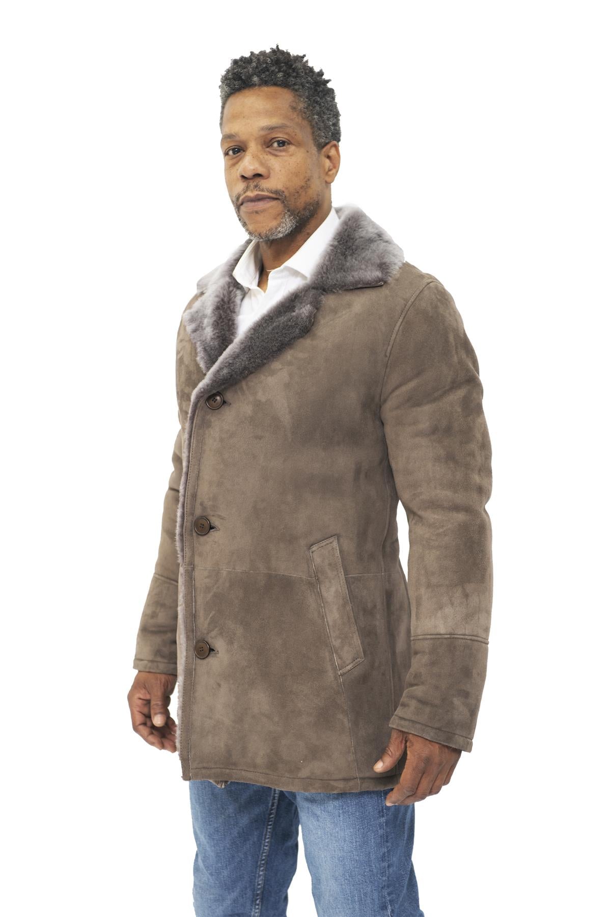 Mens Sheepskin Classic Car Coat-Avondale