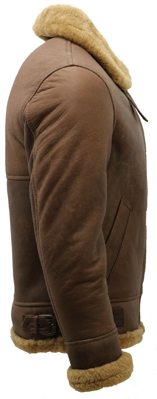 Mens B3 WW2 Sheepskin Leather Flying Aviator Jacket-Houston