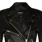 Womens Cowhide Leather Biker Jacket-Mansfield