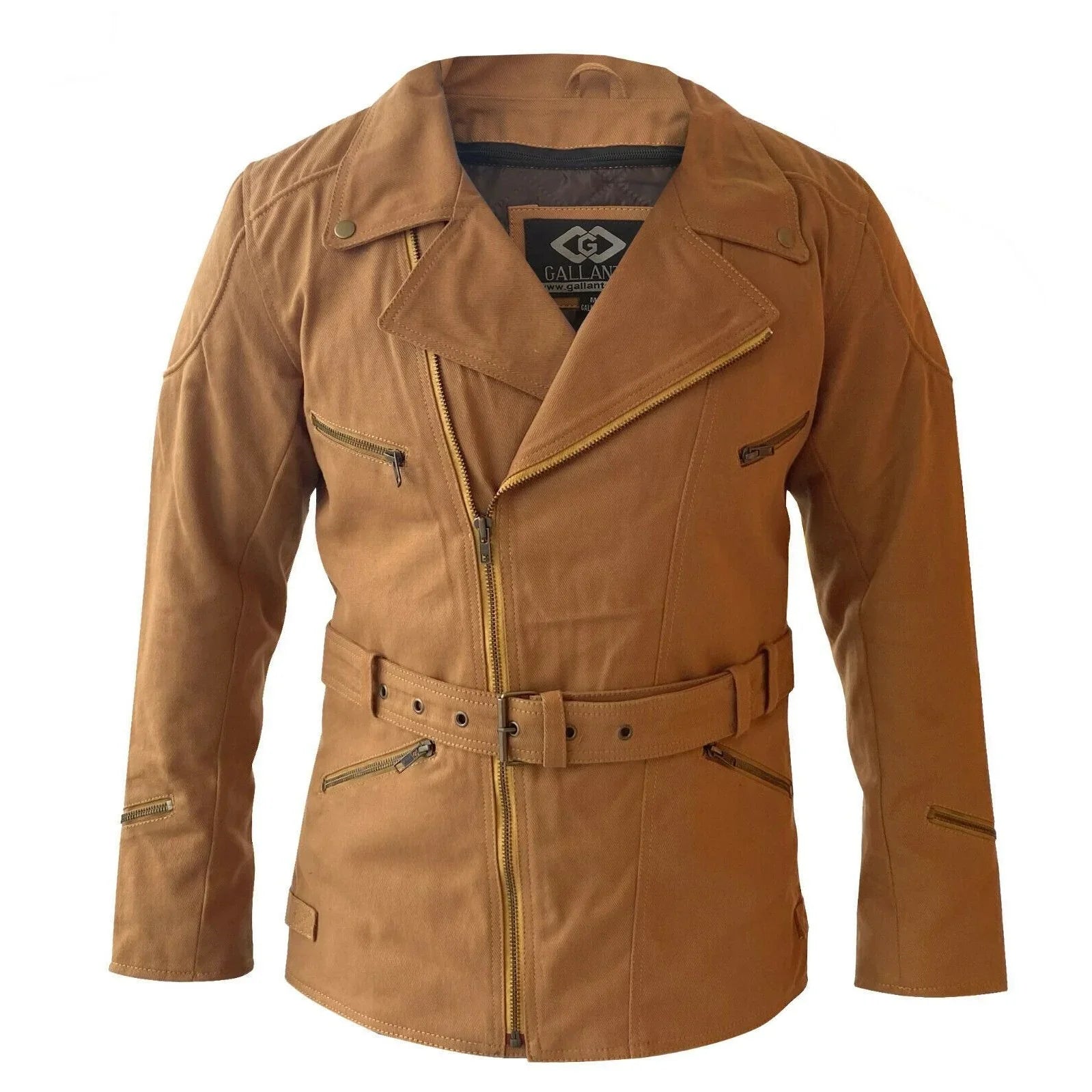 Eddie Tan Mens Motorcycle Biker Long Cotton Jacket quarter length