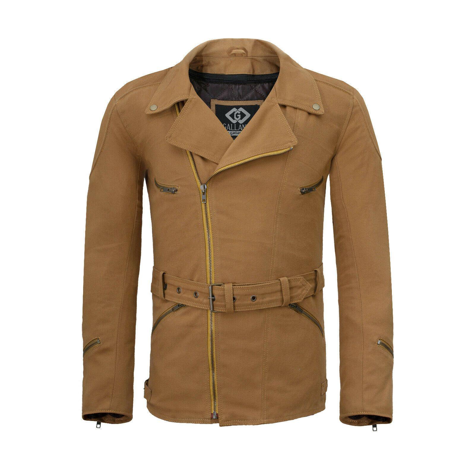 Eddie Tan Mens Motorcycle Biker Long Cotton Jacket quarter length