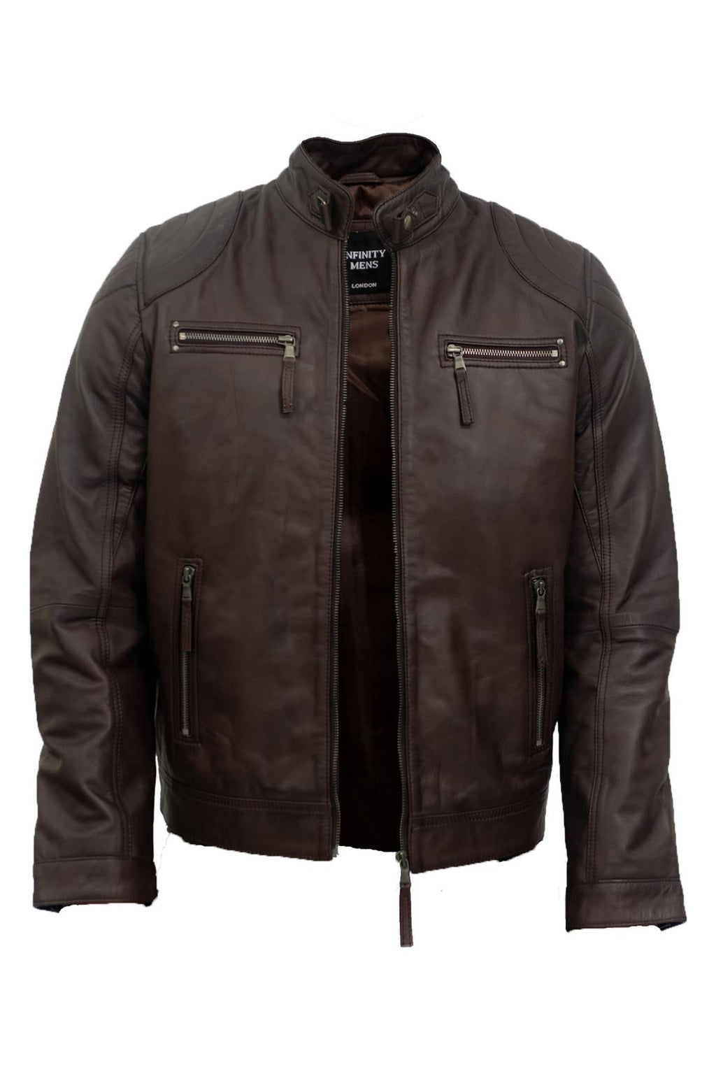 Mens Moto Leather Biker Jacket-Taiwan