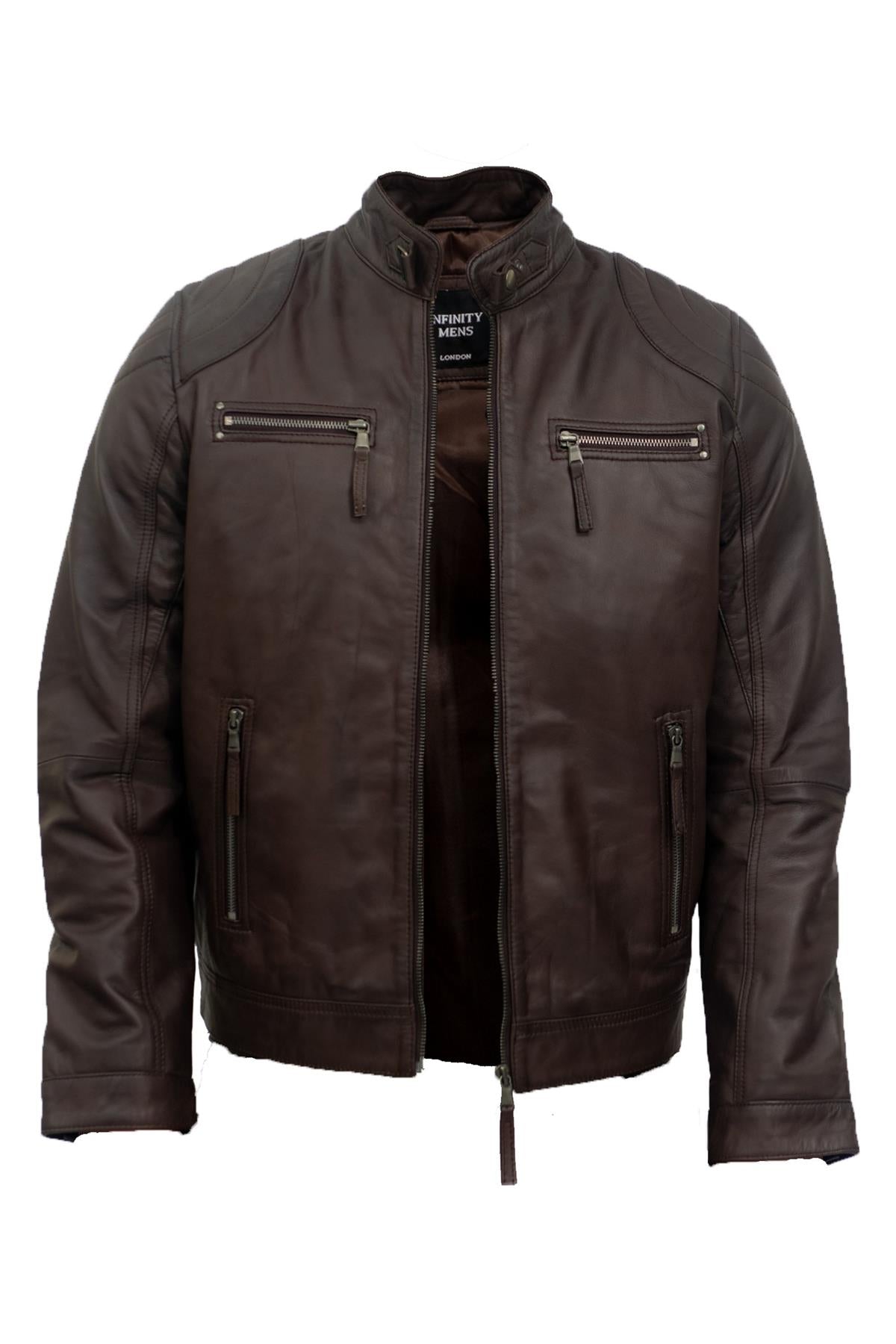 Mens Moto Leather Biker Jacket-Taiwan