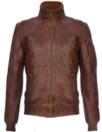 Mens Leather Varsity Bomber Jacket-Adana