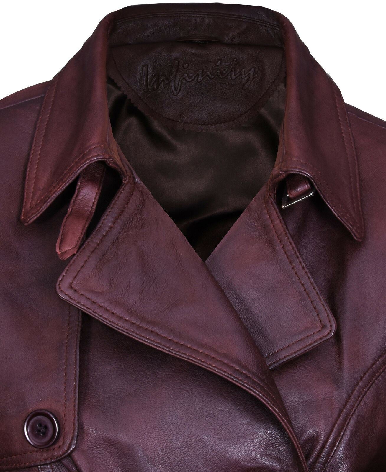 Womens Mid Length Leather Trench Coat -Oakham