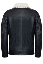 Men's Leather Quilted Biker Puffer Jacket - Brasília