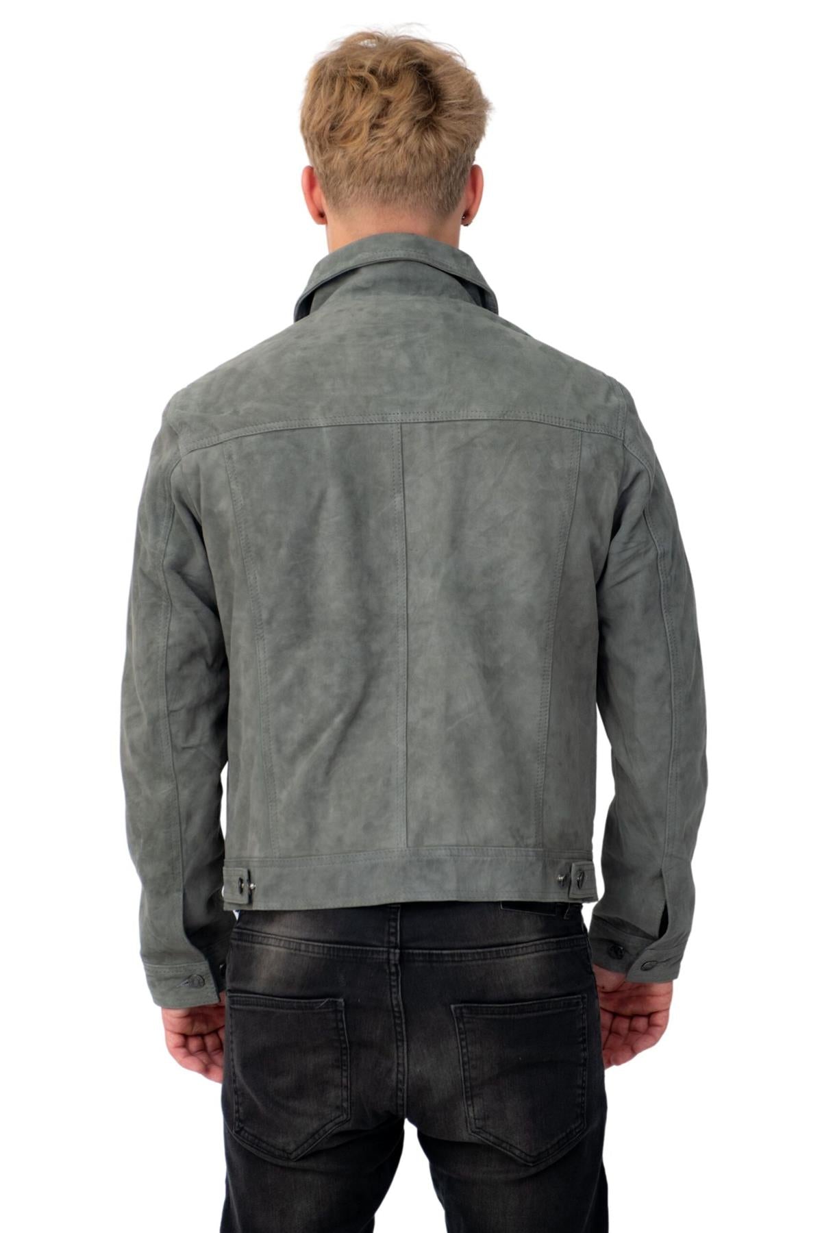 Mens Goat Suede Leather Jeans Jacket-Adelaide