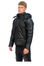 Mens Puffer Leather Bomber Jacket-Augsburg