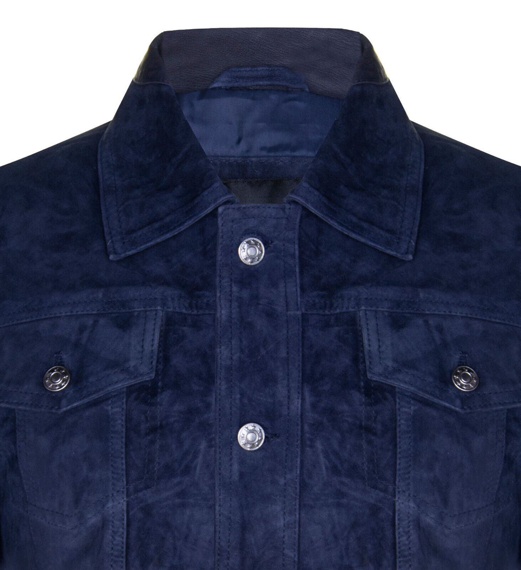 Mens Goat Suede Leather Jeans Jacket-Adelaide