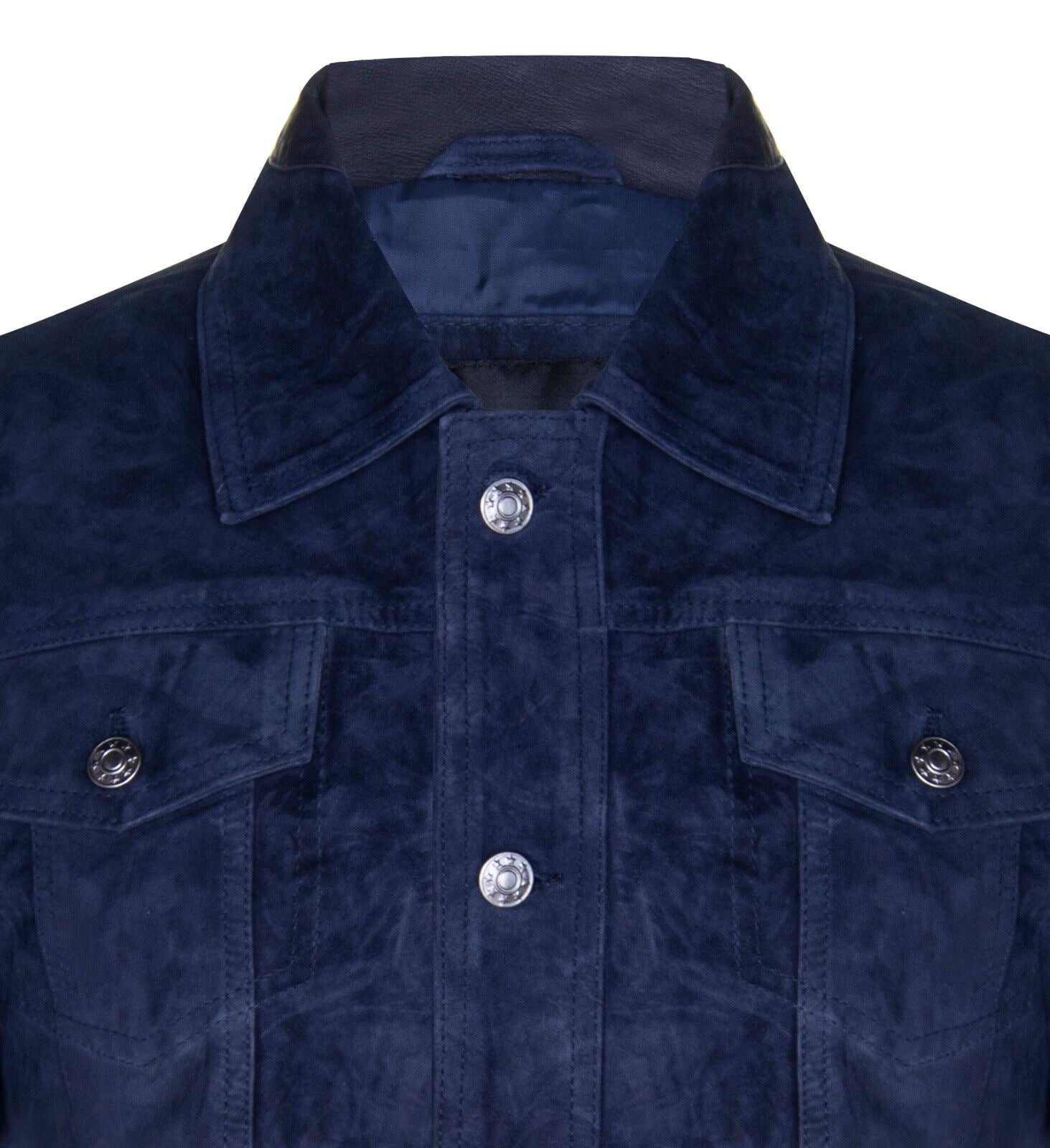 Mens Goat Suede Leather Jeans Jacket-Adelaide