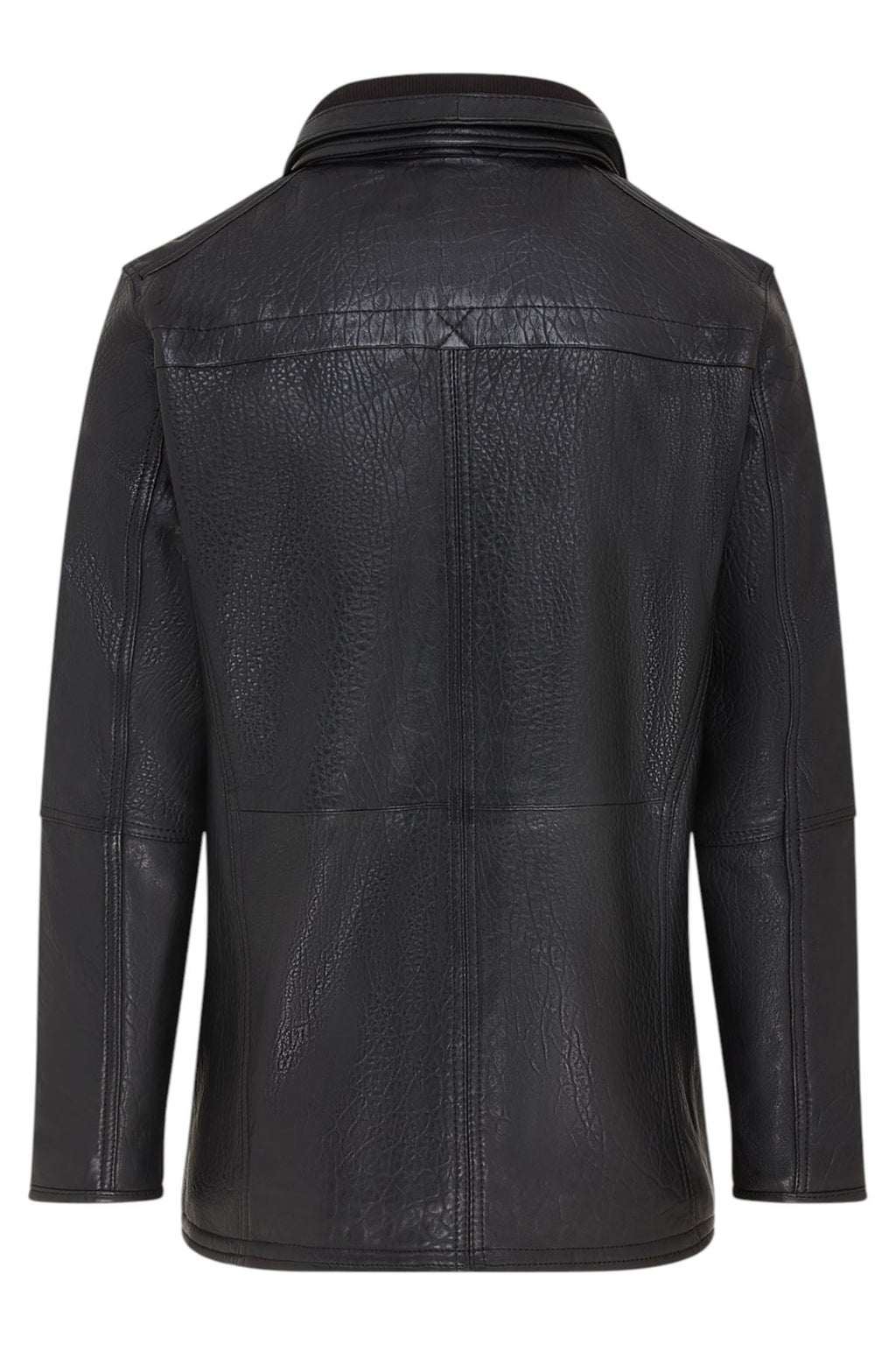Mens Warm Mid-Length Leather Biker Coat - Sikander