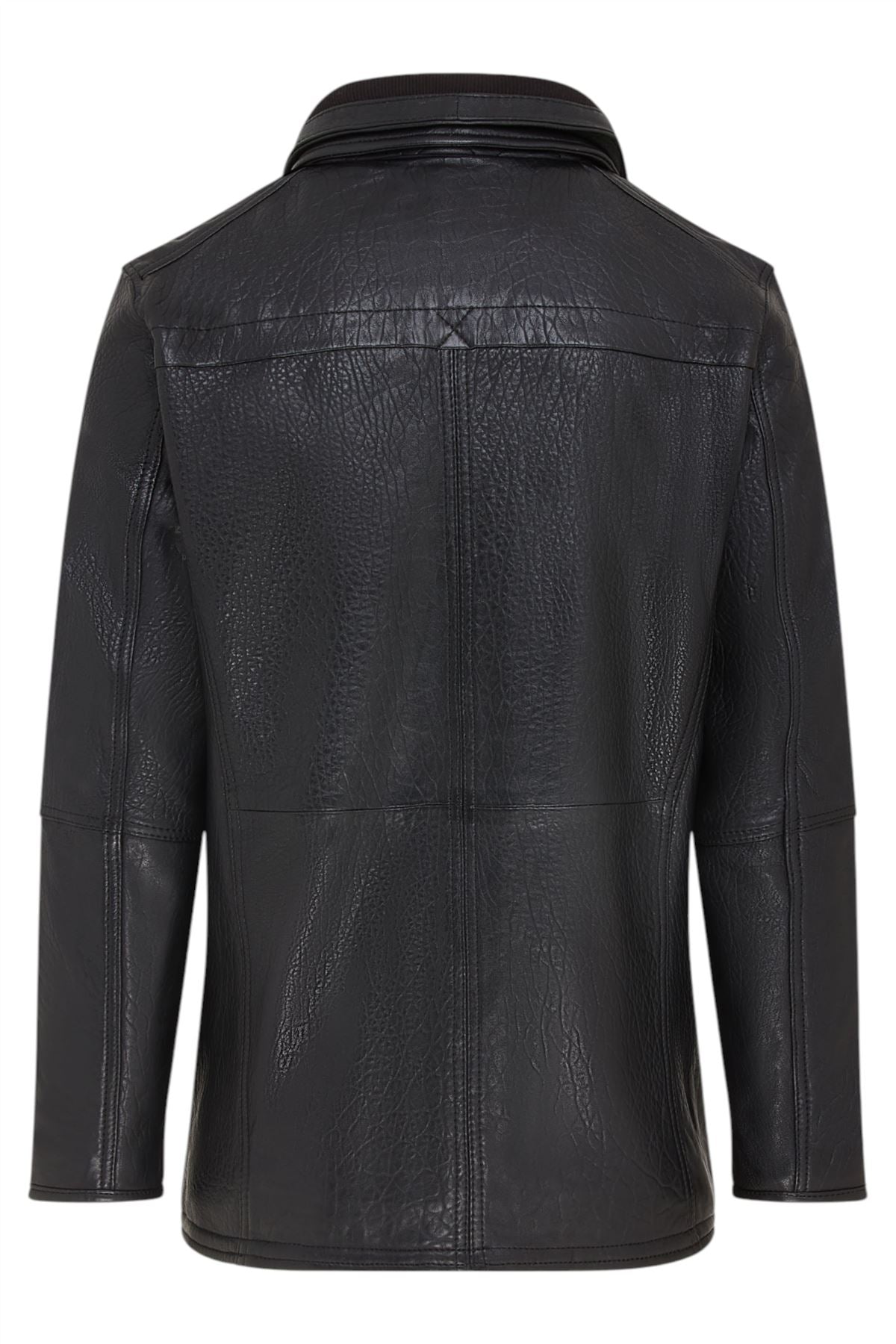 Mens Warm Mid-Length Leather Biker Coat - Sikander