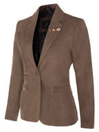 Womens Tweed 1920s Herringbone Light Brown Blazer