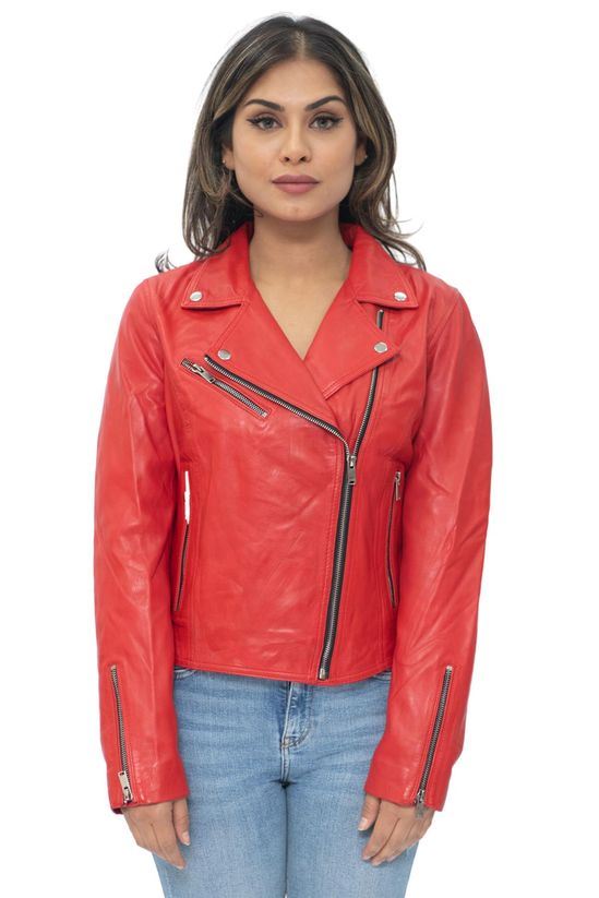 Womens Leather Classic Biker Brando Jacket-Baku
