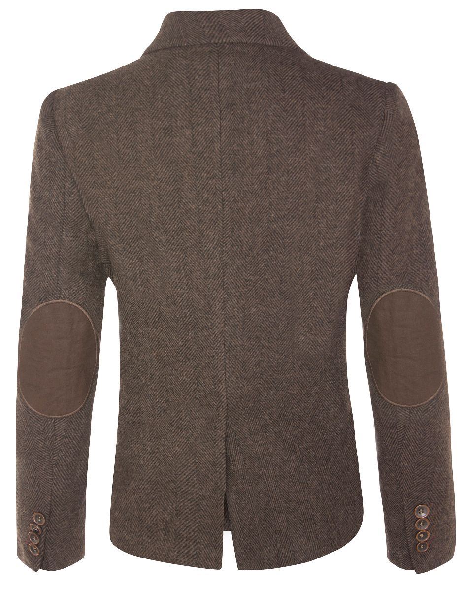 Womens Tweed 1920s Herringbone Brown Blazer