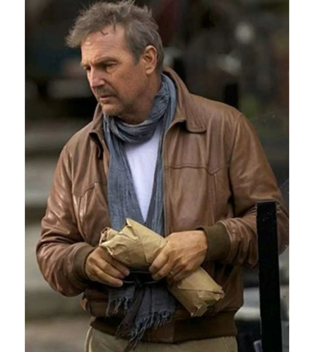 Ethan Renner 3 Days To Kill Kevin Costner Brown Leather Jacket