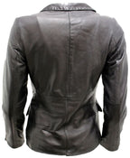 Womens 2 Button Leather Blazer Jacket-Newport