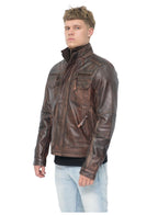 Men's Leather Retro Biker Jacket-Toronto