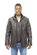 Mens Leather Mid Length Coat-Hanoi