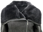 Womens Merino Sheepskin Aviator Leather Jacket-Asmara