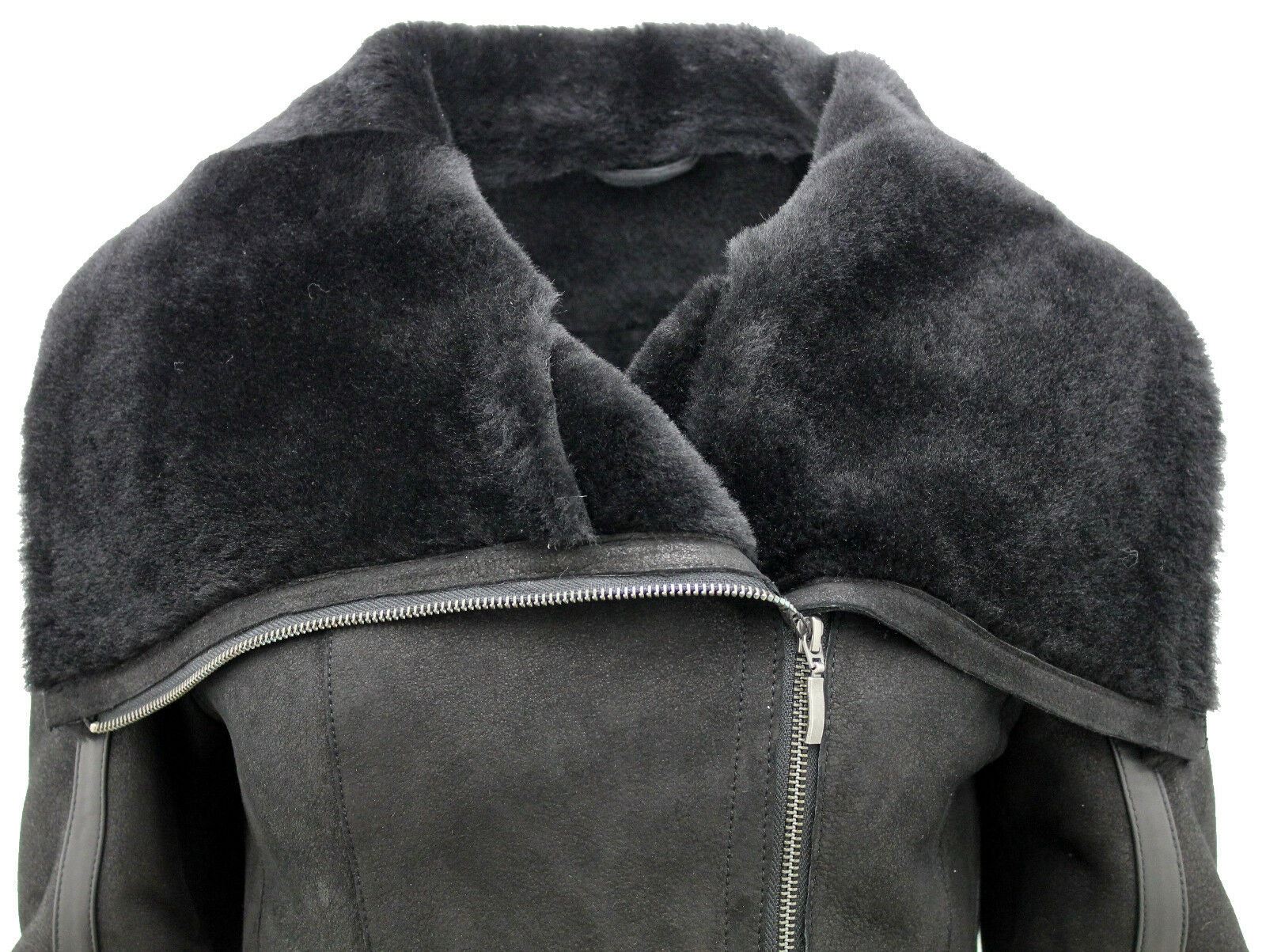 Womens Merino Sheepskin Aviator Leather Jacket-Asmara