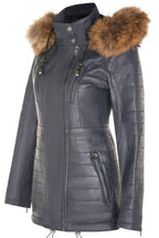 Womens Quilted Leather Parka Jacket-Curitiba