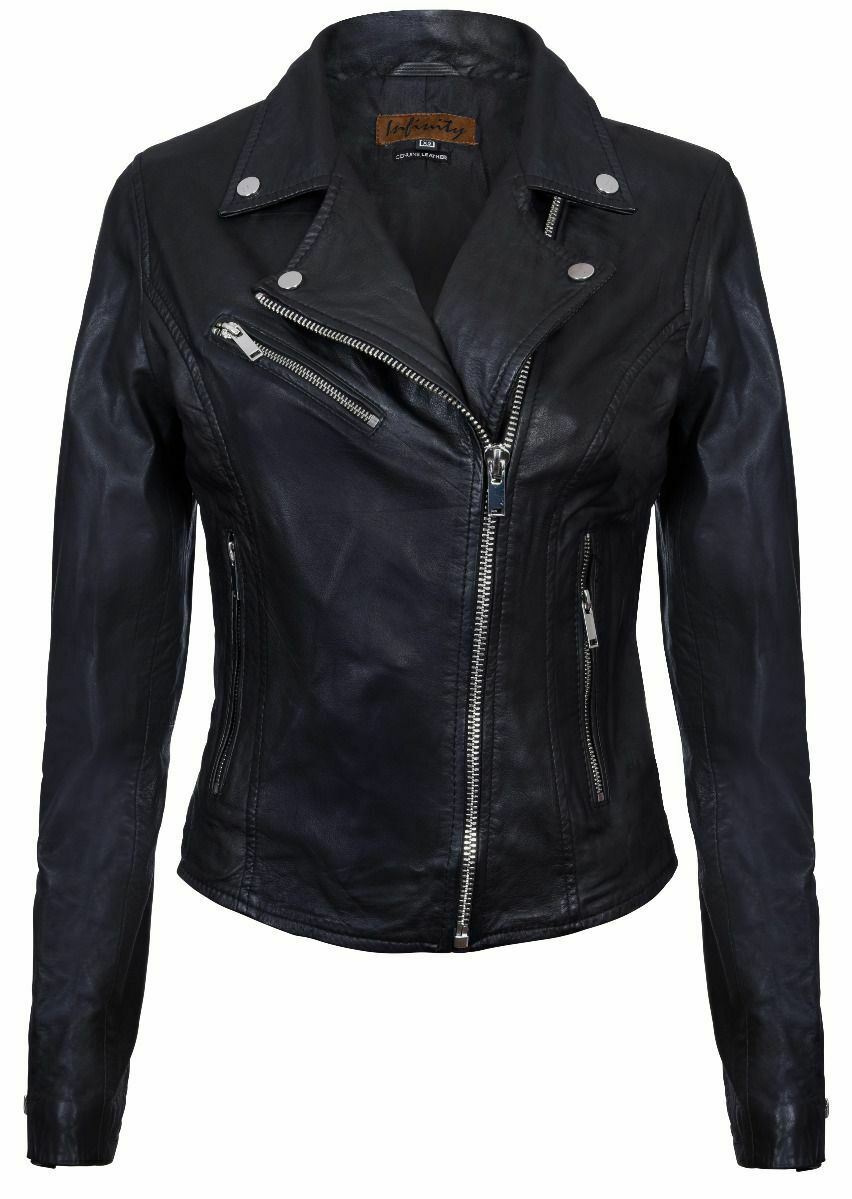 Womens Classic Leather Brando Biker Jacket-Loughton
