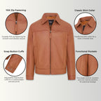 Mens Retro Classic Leather Harrington Biker Jacket - Drammen