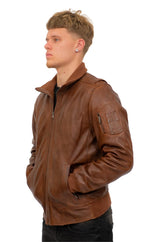 Mens Leather Varsity Bomber Jacket-Adana
