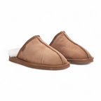 Men's Genuine Sheepskin Chestnut Suede Mule Winter Warm Non-Slip - Highland