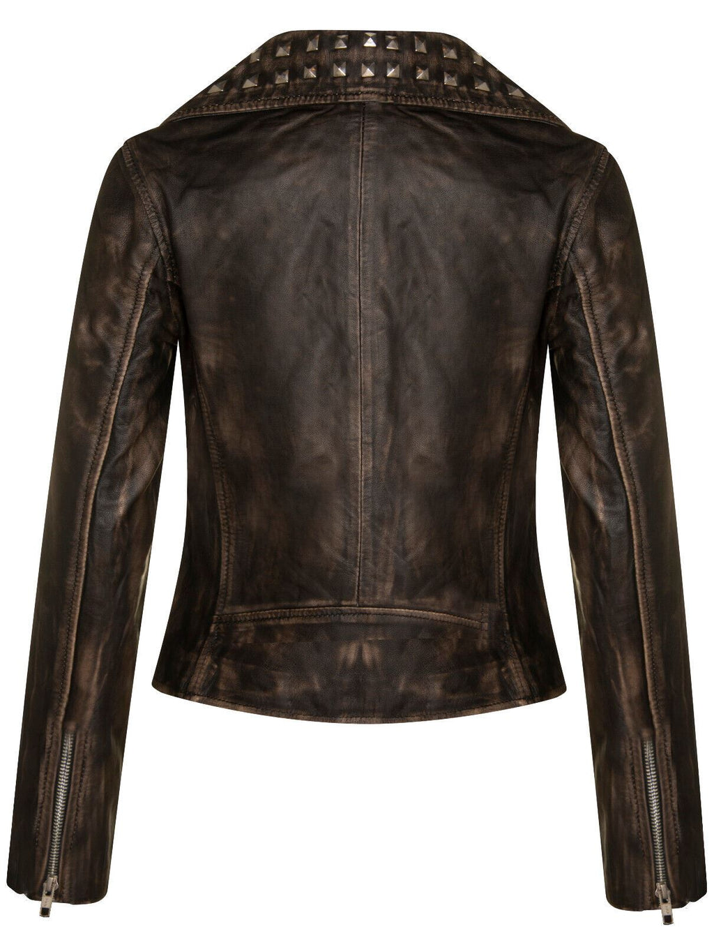Womens Gothic Biker Leather Jacket with Studs-Bilbao