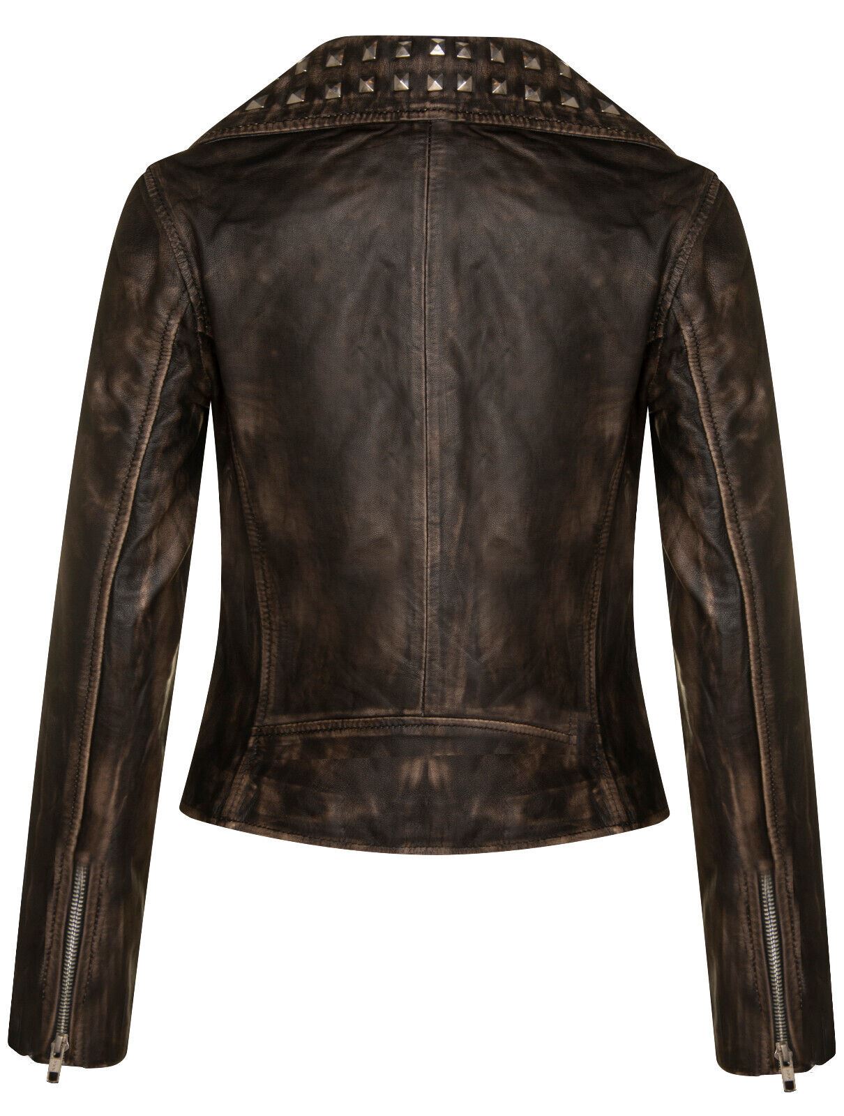 Womens Gothic Biker Leather Jacket with Studs-Bilbao