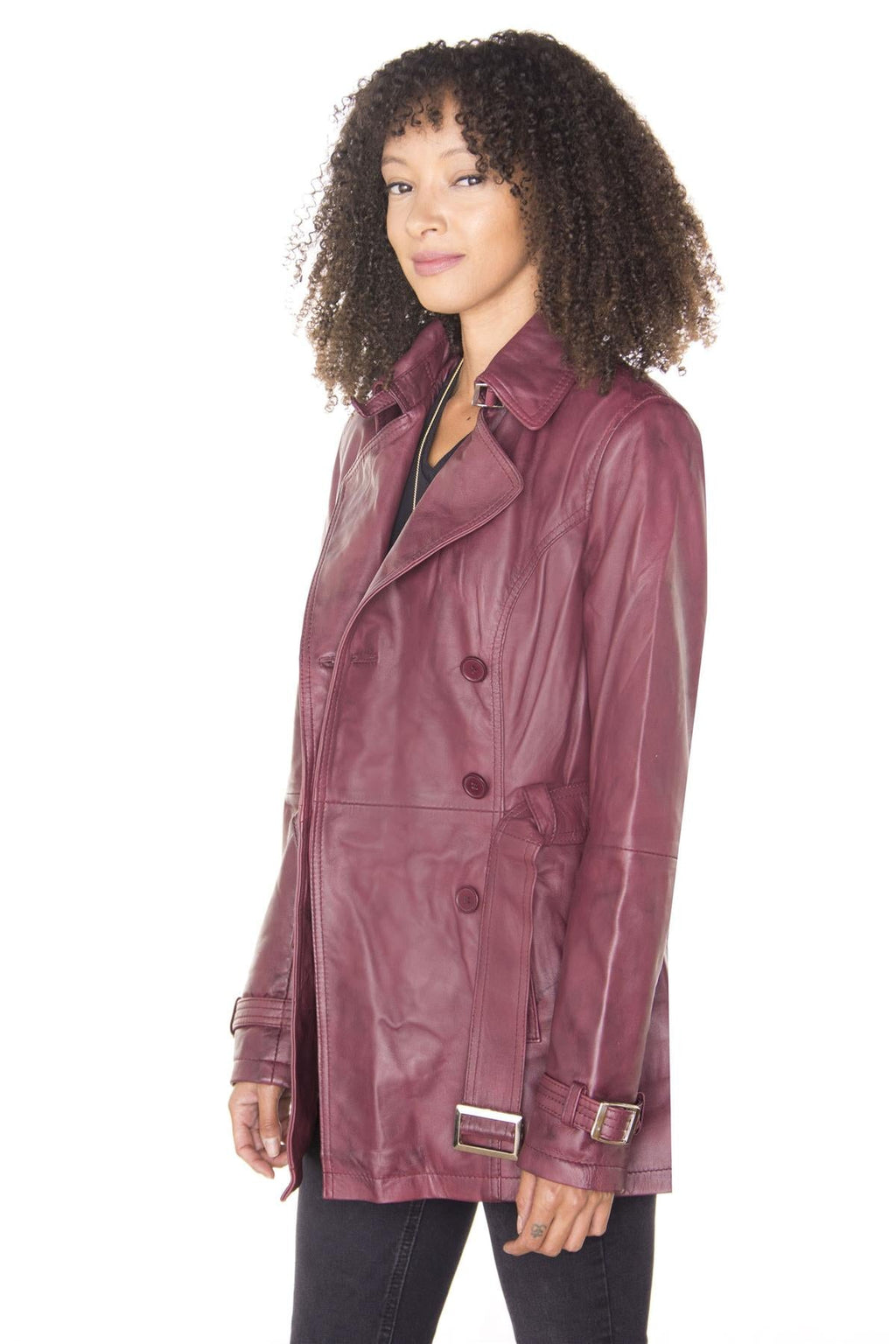 Womens Nappa Leather Trench Coat-Mosul