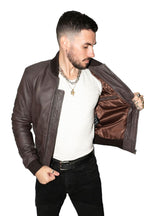 Mens Retro Varsity Leather Bomber Jacket-Pretoria