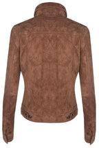 Womens Goat Suede Trucker Jeans Jacket-Astoria