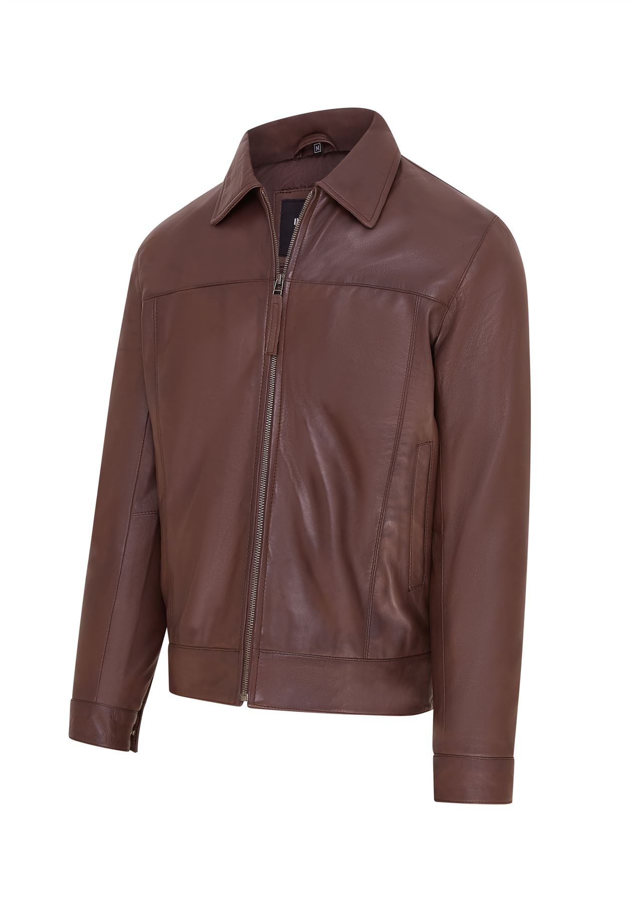 Mens Retro Classic Leather Harrington Biker Jacket - Drammen