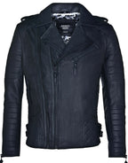 Mens Slim-Fit Double Zip Brando Leather Biker Jacket-Cairo