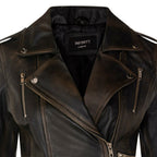 Womens Leather Brando Biker Jacket-Loddon
