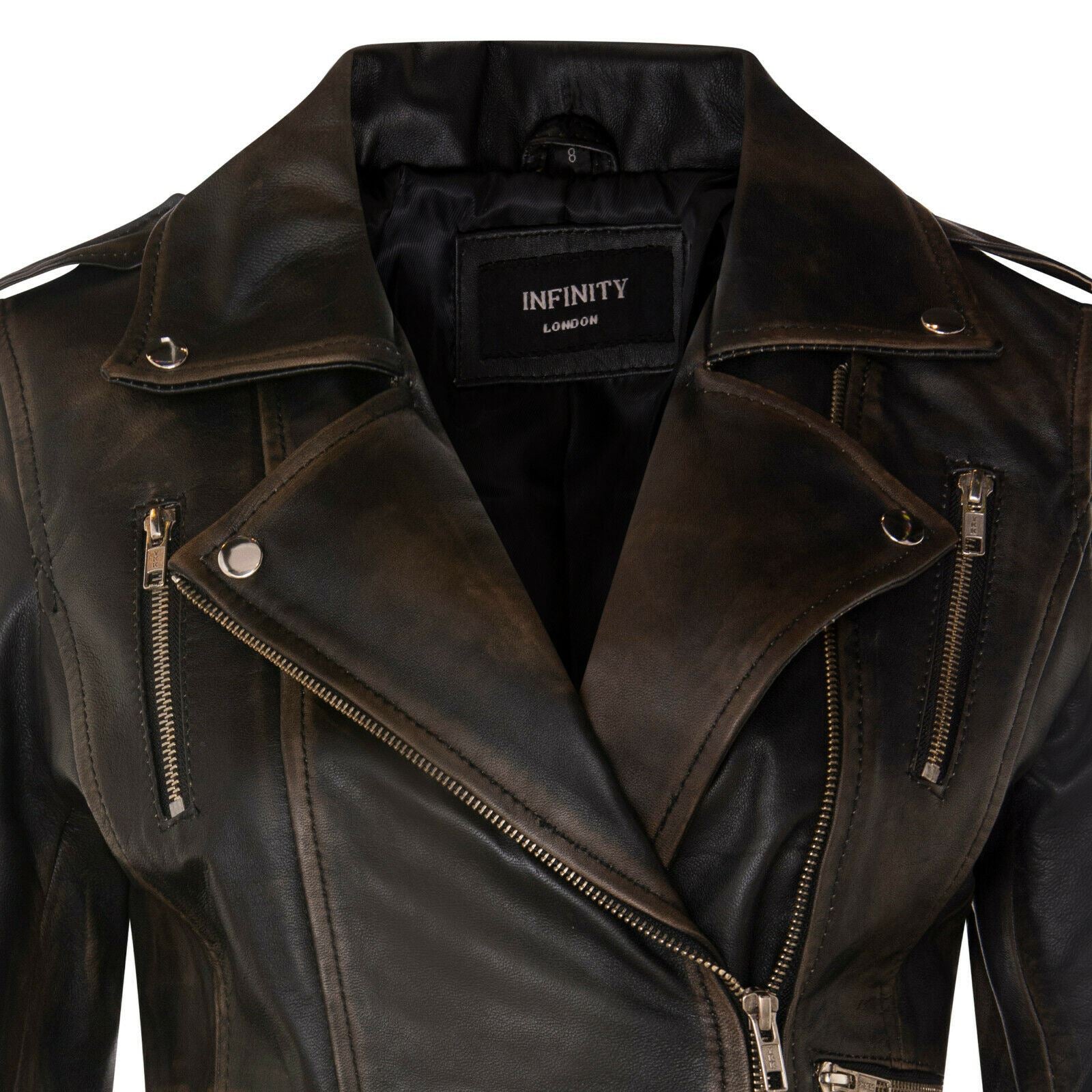 Womens Leather Brando Biker Jacket - Orlando