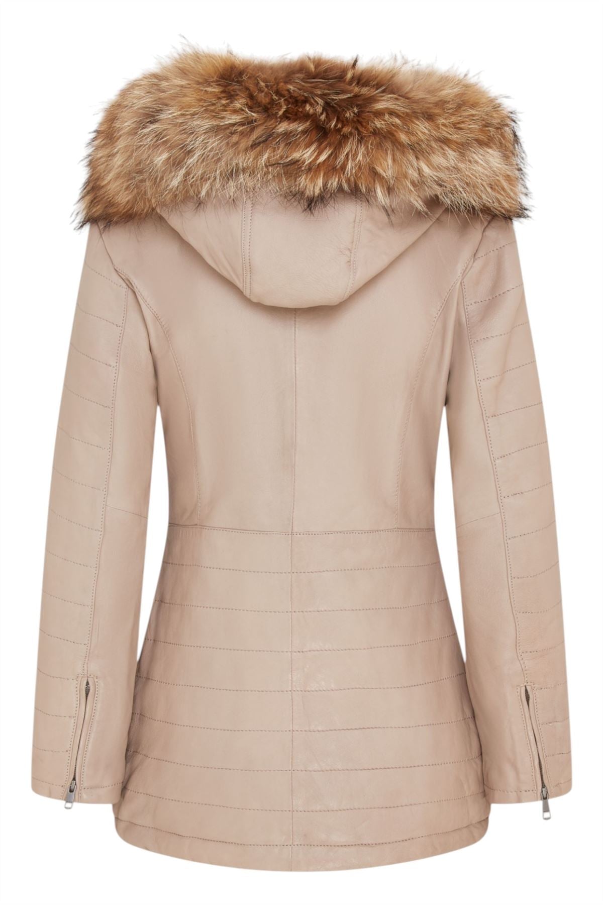 Womens Quilted Leather Parka Jacket-Curitiba